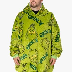 Grinch Adults Oversized Wearable Blanket Sherpa Fluffy Fleece Christmas Hoodie
